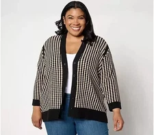 #AM 2299 LOGO by Lori Goldstein 3/4 Sleeve Sweaterknit Cardigan  Size L