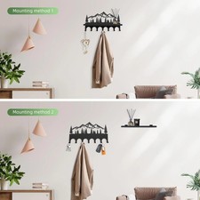 Key Holder for Wall, Metal Wall Hooks Organizer Rack with 7 12 Inch, Mountain 
