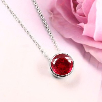 BUrma Rubin Charm Anhänger 925 Sterlingsilber Jubiläum Geschenk Rund 10x10 MM