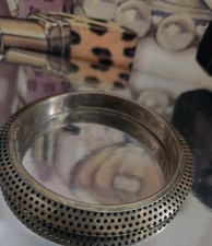 Vintage Silver Tone Metal Bangle Bracelet, Perforated Design, 2.5 Inch Diameter
