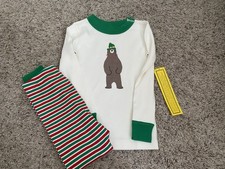 Hanna Andersson bear pajamas organic cotton size 4 boys girls red green nwt