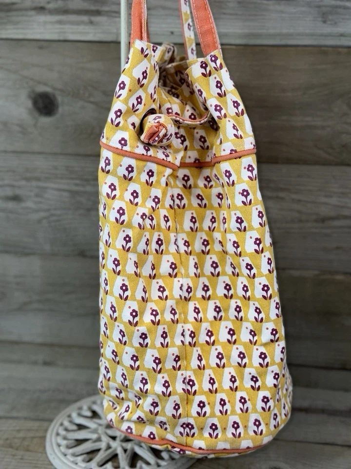 Bolso Cubo American Eagle Outfitters Lona Alto Cordón Floral Naranja/Amarillo Foto 2 de 4