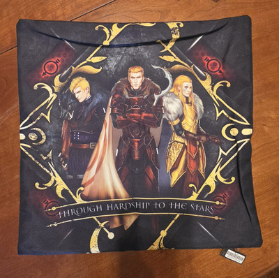 FairyLoot Red Rising Cushion Cover Square Black/Gold/Red ''Per Aspera Ad Astra''