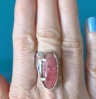 Vtg TOVE STERLING Norway Silver Oval Rhodochrosite Stone Ring 8.25 CRACKED STONE