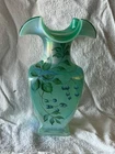 FENTON NEW CENTURY COLLECTION XXI GREEN OPALESCENT Bill Fenton VASE