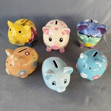 Lot Of 6 Vintage Pig Piggy Bank Banks