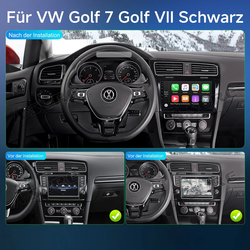 DAB+ 6+128G Android 15 AutoRadio Carplay BT GPS Navi Für VW Golf 7 MK7 2012-2017 - Bild 4 von 4