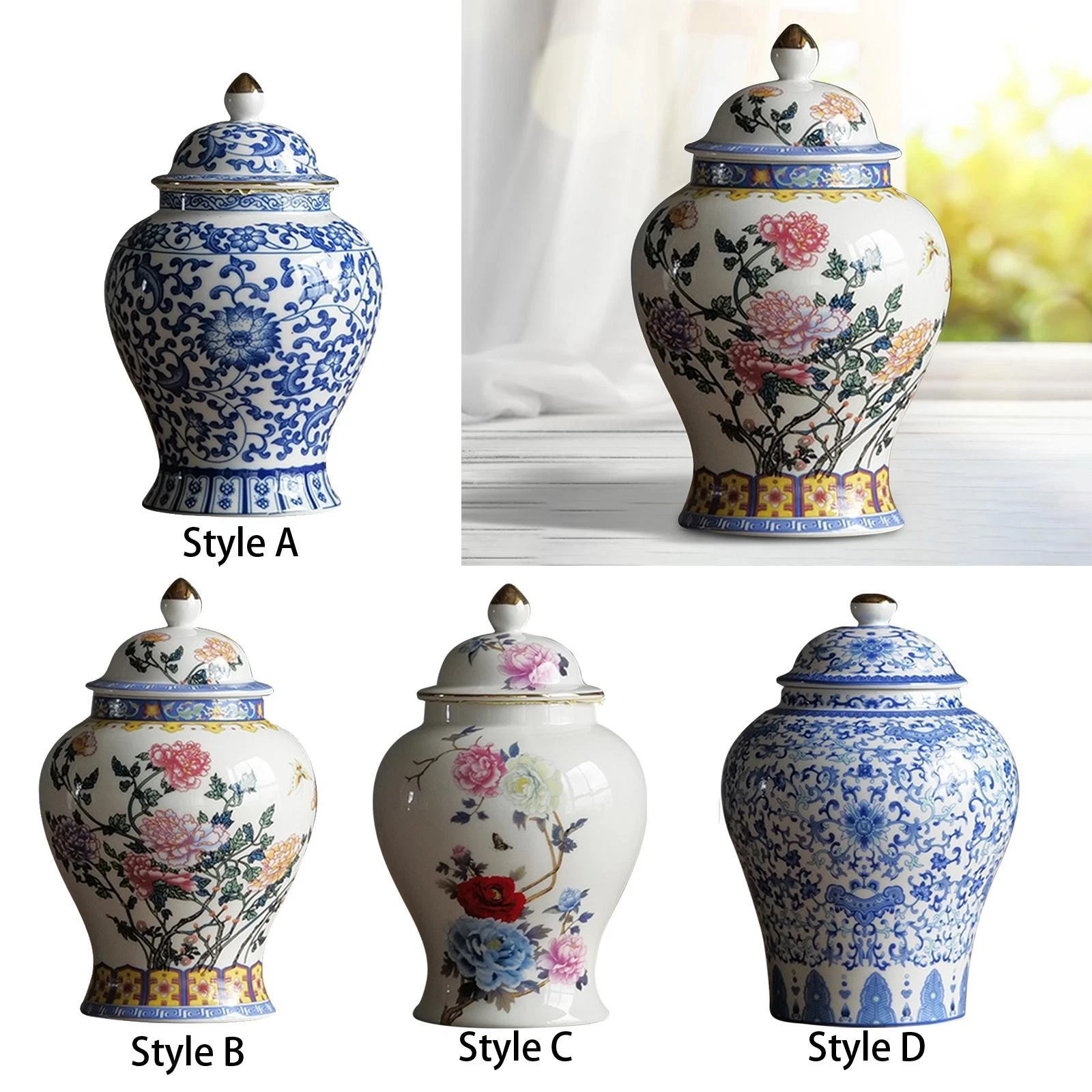 Ceramic Bud Vase Porcelain Jar Traditional Multi Purpose Dried Flower Vase