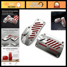 2 PCS Car Foot Pedal Pads, Alloy Anti-slip Brake Accelerator Cover, Automatic