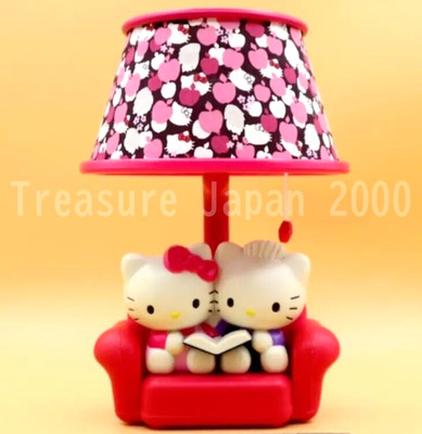 Rare Hello Kitty Red Sofa-Shaped Room Light with Kitty Pattern Shade Mint w/Case