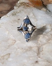 Natural Raw Trigon Sapphire Artisan Hand Made Sterling Silver Ring sz9.5 .A28c
