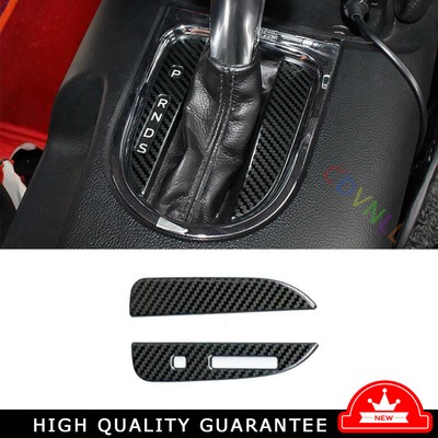 For Ford Mustang 2015-2021 Steel Carbon Fiber Central Console Gear Shift Trim 2*