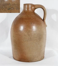 James Ryan Brown Stoneware Jug Pittston Pa 11 1/2" Tall