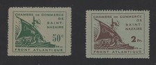 Dt. Besetzung II WK, Frankreich, Handelkammer St. Nazaire, Nr. 1-2, ungebraucht