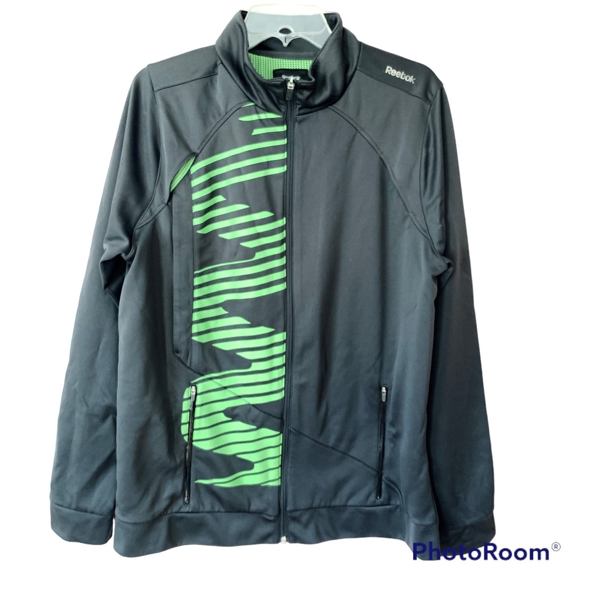 リーボック　Reebok ZIG TECH ジャージ ジャケット Reebok Mens ZigTech Activewear Track Jacket Gray/Green Full