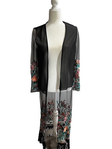Beach Cover Up - Sheer Beautiful Sleeves Elegant Size Small EUC - Picture 6 of 11