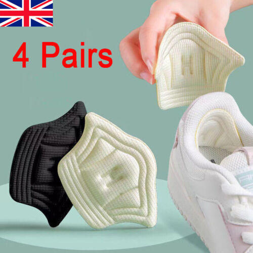 4Pairs Heel Grips Pads Liner Cushions For Loose Shoes Pair Adhesive Foot Care UK - 第 1/12 張圖片