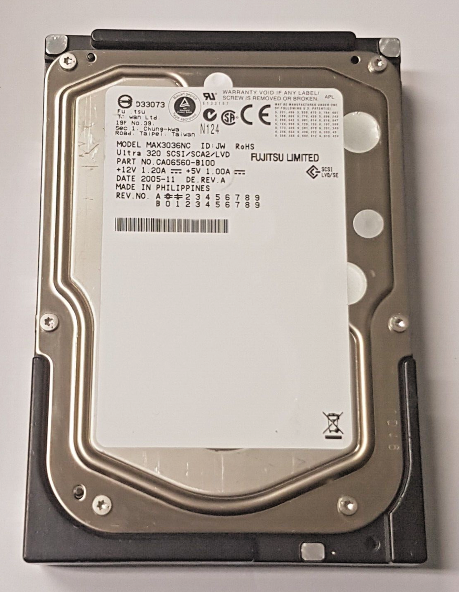36GB Fujitsu MAX3036NC 15K Ultra320 SCSI 80-Pin SCA2 LVD 8MB 3.5