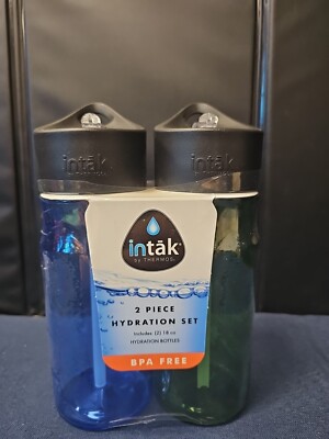 2 Hydration Water Bottles Sip Thermos Intak 18oz Portable Plastic With Cap NEW 