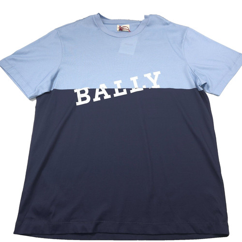 Bally, $240 Bally Blue Colorblock Short Sleeve Logo Tee T-Shirt Mens Size Medium