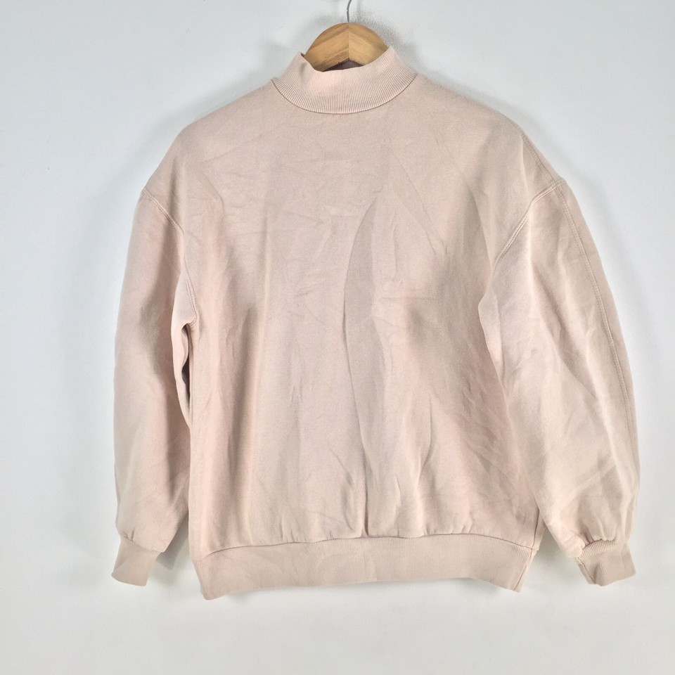 Bershka womens crew neck sweatshirt jumper size XS pink long sleeve 096378
