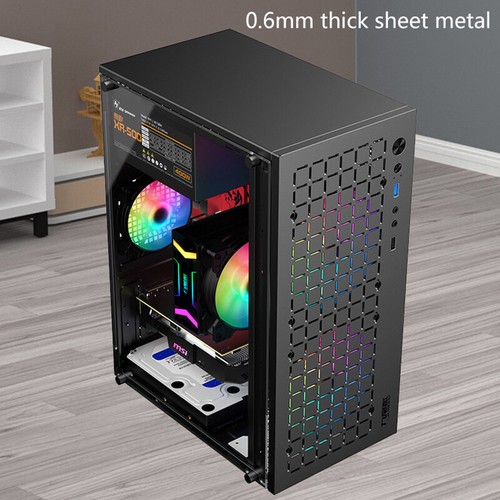 Micro ATX/ITX Transparent DIY PC Case Glass Desktop Computer Case HDD*2+SSD*2 - Afbeelding 5 van 14