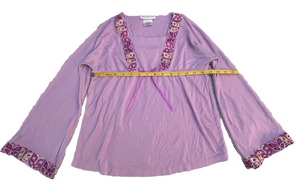 American Girl Julie Boho Top Size L (14-16) Pink Butterfly Sleeves Embroidered - Image 3 of 4