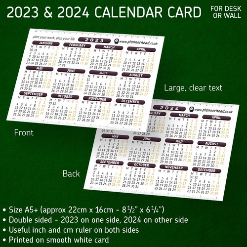 2023 & 2024 Kalenderplanerkarte + Lineal ✔2 Jahre großer Text glatt weiße Karte - Bild 5 von 16