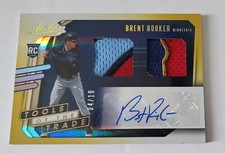 2021 Absolute GOLD Brent Rooker Of The Trade Dual LOGO Patch Auto A's RC #d 4/10