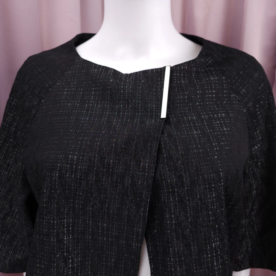 Chaqueta con capucha Kenneth Cole Reaction para mujer forrada de punto metálico manga 3/4 6 Foto 3 de 4