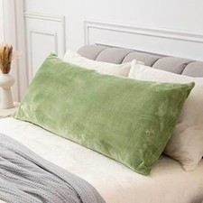 Pillow Cover with Zipper Closure, Super Soft and Cozy Fuzzy Body Sage Green