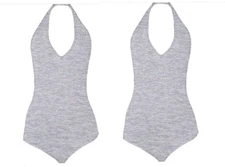 2-Pack American Apparel Ladies Halter Bodysuit Heather Grey Med Cotton Spandex