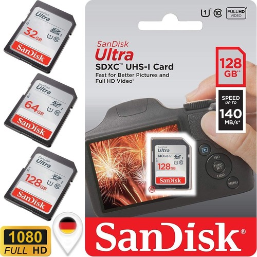 SanDisk Ultra SD Speicherkarte 32GB 64GB 128GB 256GB Class10 UHS-I - Bild 1 von 14
