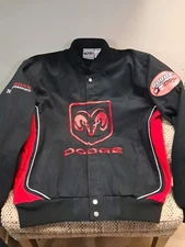 CFS Checkered Flag Sports Nascar Dodge Racing Denim Jacket Adult Size Large 