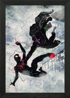 Miles Morales vs Prowler Framed Wall Art Poster Canvas Print Picture