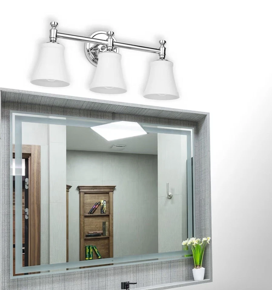 3-Light Bathroom Vanity Fixture With Opal Glass Shades - Image 4 of 4