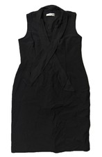 KASPER Size 4 Little Black Dress Cocktail Party Tie Bow Lined Sleeveless V-Neck