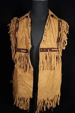 Vintage 1960's Golden Brown Suede Fringe Vest Size Large Good Condition