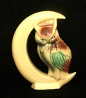 VINTAGE MCM MCCOY 7 1/4" OWL ON CRESCENT MOON WALL POCKET Halloween