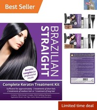 Image of Pure Keratin Hair Straightening Treatment Kit – 3 Applications, Pleasant Scent