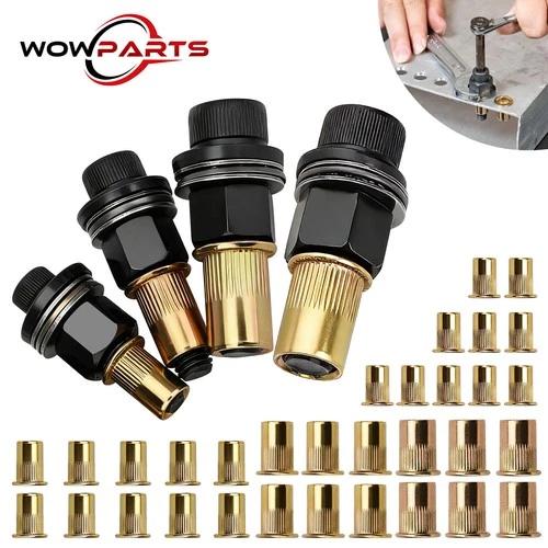 36pcs Manual Rivet Nut Tool Adapter Carbon Steel Head Threaded Insert Rivnut Set