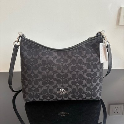 Coach CDE44 Laurel Shoulder Bag Signature Denim Leather Black Women's Outlet