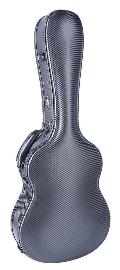 Gitarrenkoffer Dreadnought Akustikgitarre Holz Carbon Look Silbergrau Plüsch