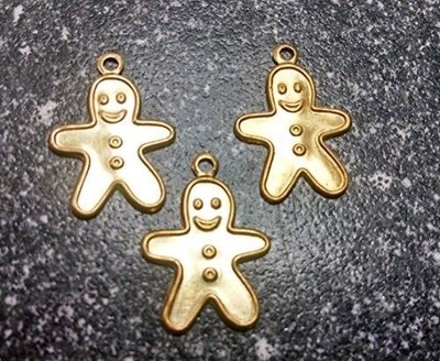 Brass Gingerbread Charms Set of 3