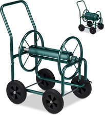 Carrello Avvolgitubo Da Giardino, Carrellino Mobile per Acqua in Metallo, 4 Rote