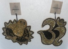 2 KIM SEYBERT 5.75" HAND STITCHED BEADED BUDDHA & OM COASTERS New w/Tags