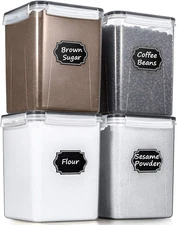 Large Food Storage Containers 5.2L /175Oz, 4 Piece BPA Free Plastic Airtight Foo