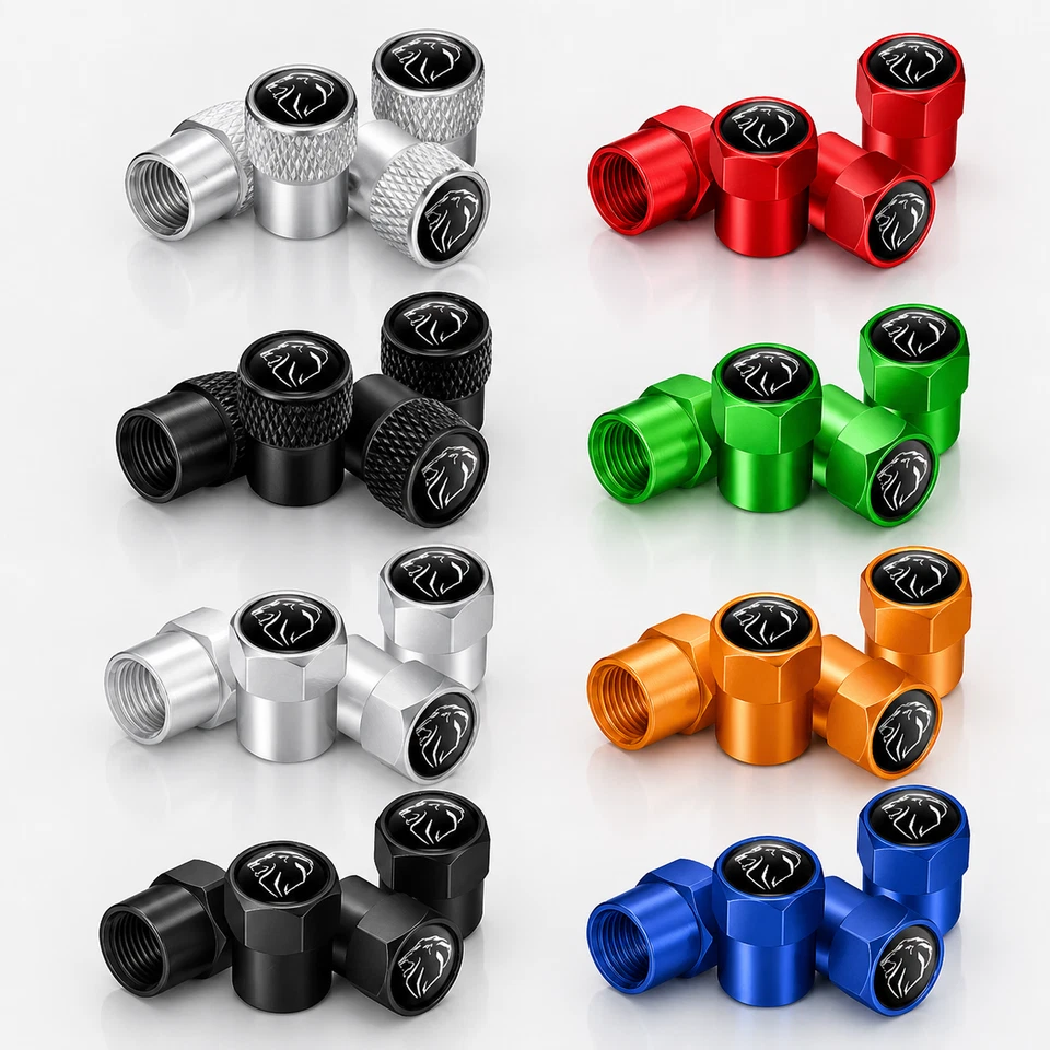 4x Capuchons Bouchons de Valve de Pneu Alu Peugeot Noir Argent Bleu Orange Vert - Photo 1/1