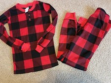 The Children's Place Unisex Kids Buffalo Plaid PJ's Family Jammies Red Black 8