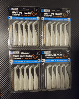 Savage Gear Savage Minnow Weedless Tail 80 8cm 6g White 5-Per Pack, 4 Packs